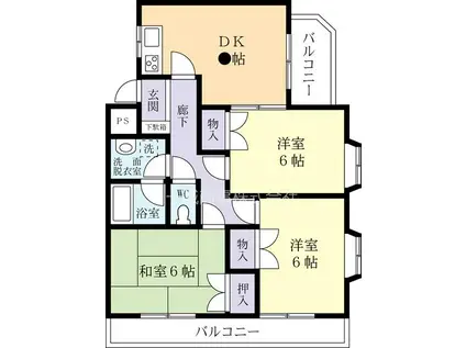 パティオハイム(3DK/3階)の間取り写真