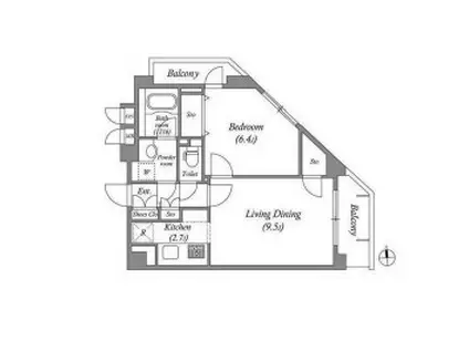 レジデンス新蒲田スクエア(1LDK/5階)の間取り写真