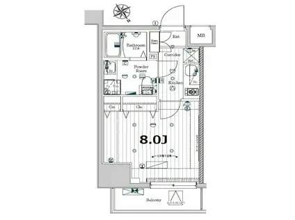 メイクスデザイン門前仲町GARDEN(1K/4階)の間取り写真