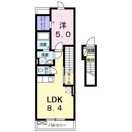 サンフラワーK(1DK/2階)の間取り写真