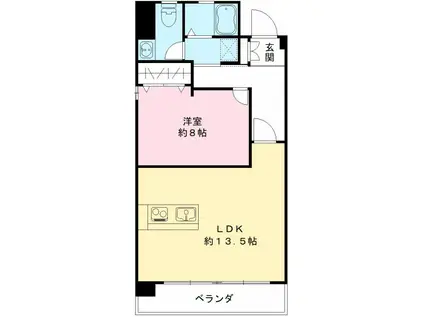 コーポ林(1LDK/3階)の間取り写真