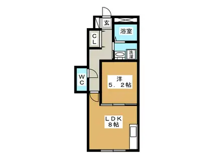 テラス赤松町(1LDK/1階)の間取り写真