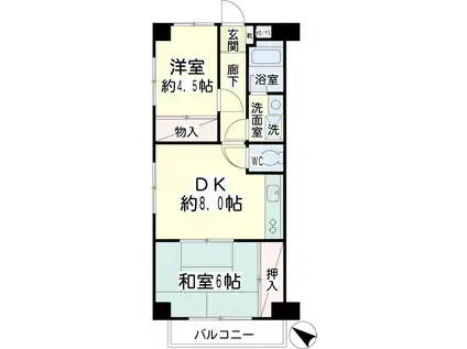 グリーンハイツ平安(2DK/3階)の間取り写真