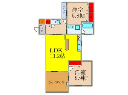 FLORAL千里春日(2LDK/3階)の間取り写真