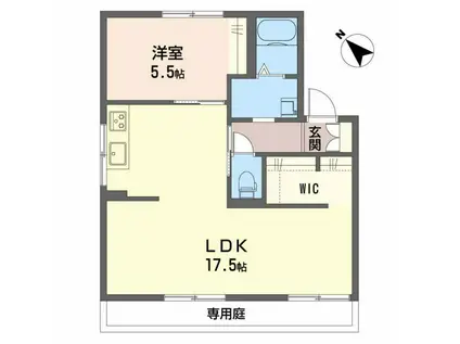 タウニィはしら A棟(1LDK/1階)の間取り写真