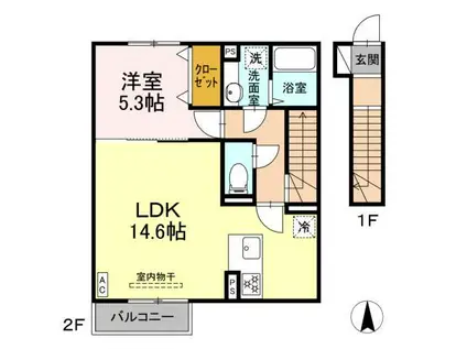 GRAND DーROOM J 庄内(1LDK/2階)の間取り写真