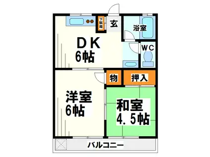 ボーセンフラット 弊社管理物件(2DK/1階)の間取り写真