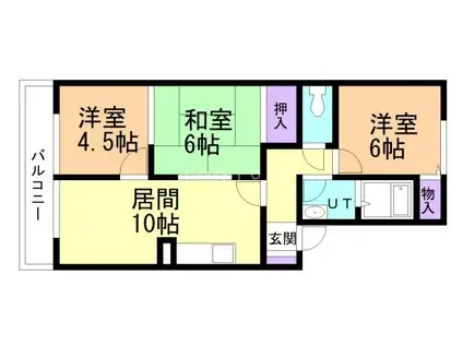 ハイセレール桂木(3LDK/1階)の間取り写真