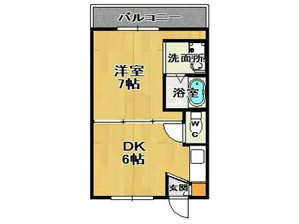 ヴィラナリー富田林3号館(1DK/1階)の間取り写真