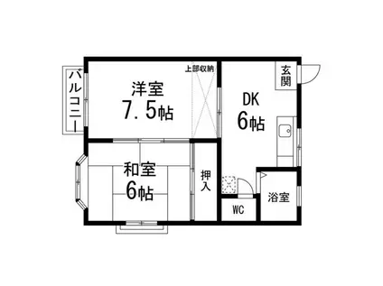 パレドールハイツ(2DK/2階)の間取り写真