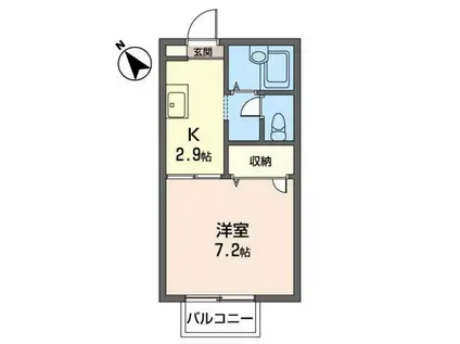 ドエル・エスII(1K/2階)の間取り写真