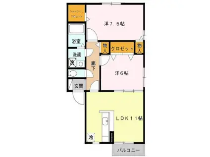 チェリーブロッサム(2LDK/2階)の間取り写真