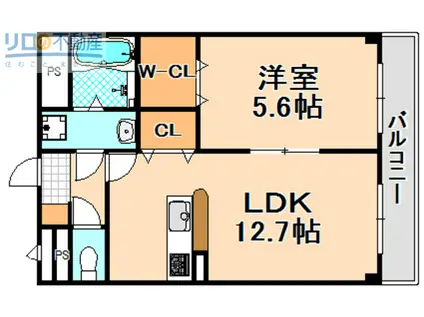 アンプルールフェール ボルドゥルーII(1LDK/1階)の間取り写真