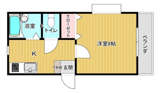 セレーノ祇園(1K/1階)の間取り写真