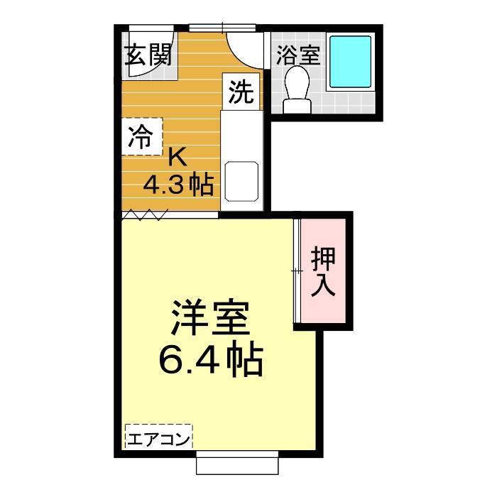 コート矢原(1K/1階)の間取り写真