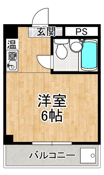 ヒルズ土師(ワンルーム/2階)の間取り写真