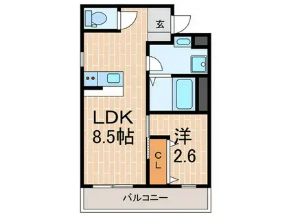 アクアレジデンス武庫川(1LDK/1階)の間取り写真