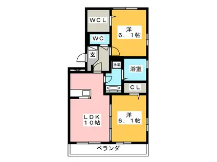 アクアプレイス(2LDK/2階)の間取り写真
