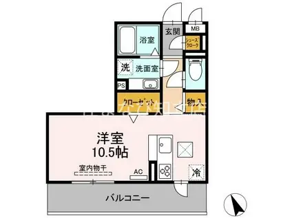 グランゲート東刈谷(ワンルーム/1階)の間取り写真