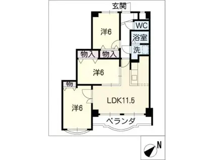 フランボワーズ(3LDK/3階)の間取り写真