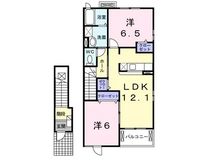アルフォートB(2LDK/2階)の間取り写真