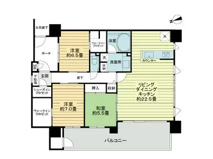 サーパス栗林公園前(3LDK/3階)の間取り写真