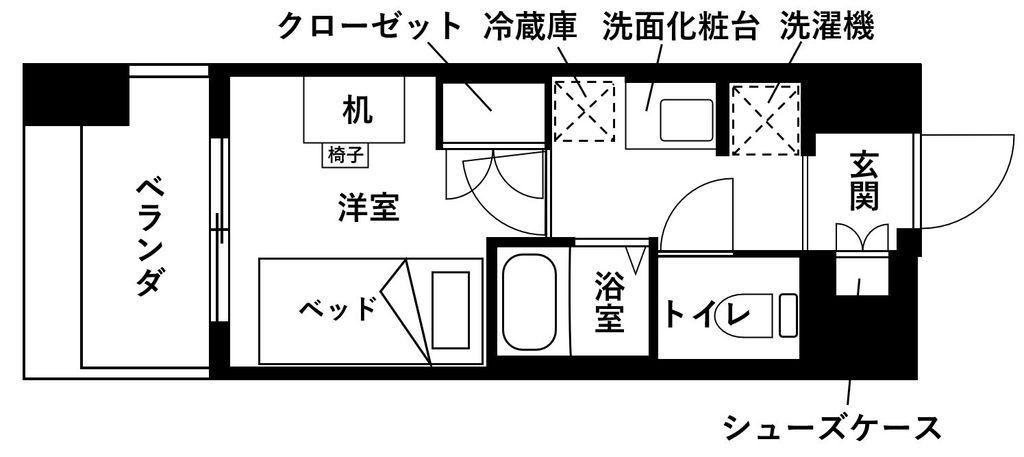 レジディア仙台支倉(ワンルーム/11階)の間取り写真