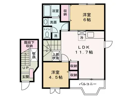 プレジデント I(2LDK/2階)の間取り写真