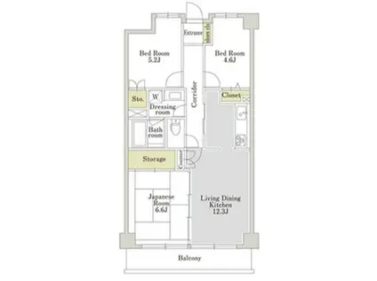 アーバンパーク三ツ池公園(3LDK/3階)の間取り写真