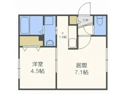 ガーデンコート美園(1LDK/1階)の間取り写真