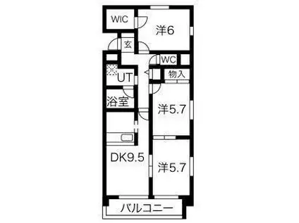 GRANVILLE(3DK/3階)の間取り写真