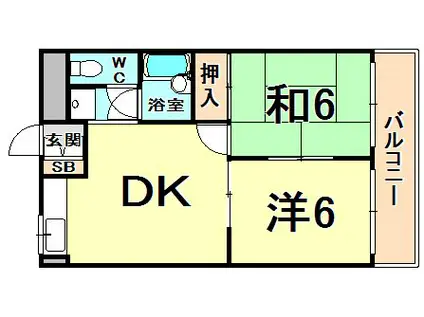 カサベージュ愛宕山(2DK/1階)の間取り写真