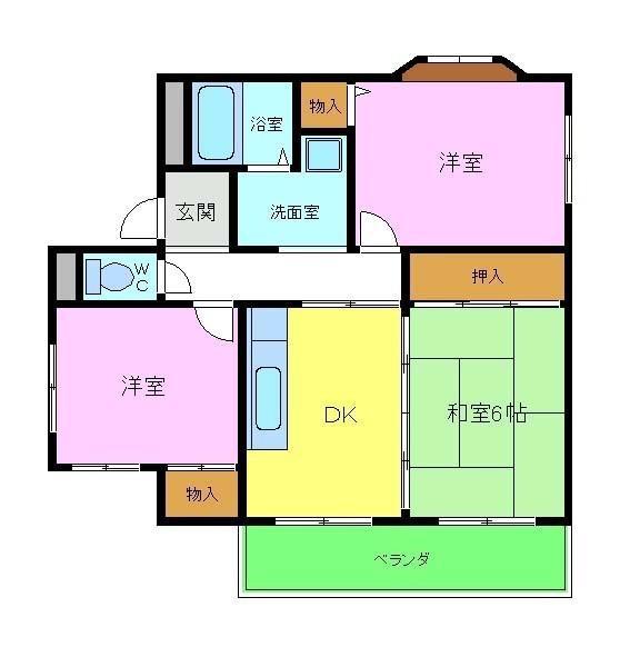 ベルフルール(3DK/1階)の間取り写真