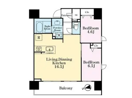 デュオシティ西日暮里ステーシア(2LDK/3階)の間取り写真