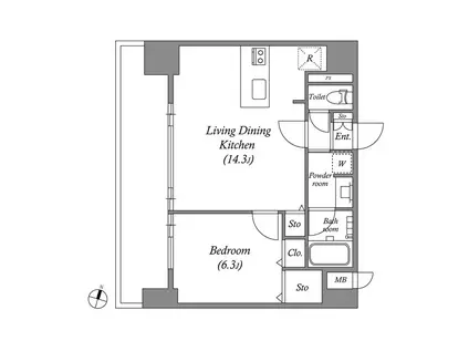 ファーストレジデンス栄(1LDK/13階)の間取り写真