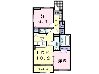 グランメール(2LDK/1階)の間取り写真