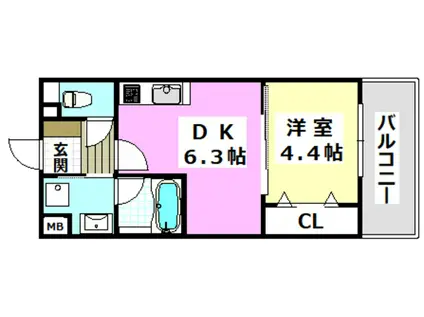 ビバス南茨木(1DK/1階)の間取り写真