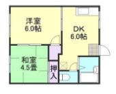 コーポ明和B棟(2DK/2階)の間取り写真