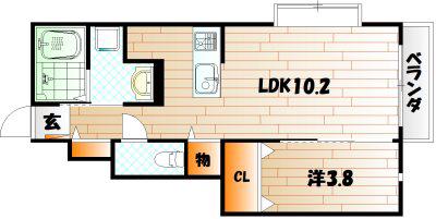 YOURMAISON社ノ木(1LDK/1階)の間取り写真
