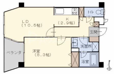 メイクスA棟(1LDK/2階)の間取り写真