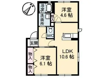 シャーメゾンカリジェ(2LDK/1階)の間取り写真