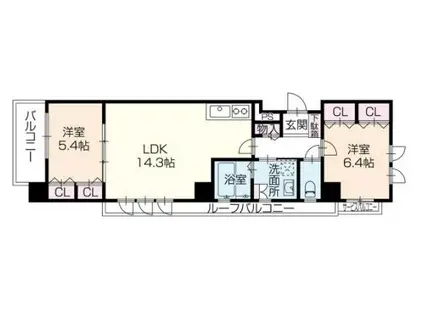 OA FLAT福沢町(2LDK/8階)の間取り写真