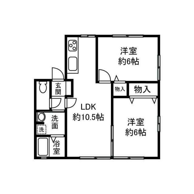 オンリーワンB(2LDK/2階)の間取り写真