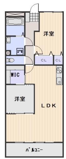 岡山スタービル(2LDK/2階)の間取り写真