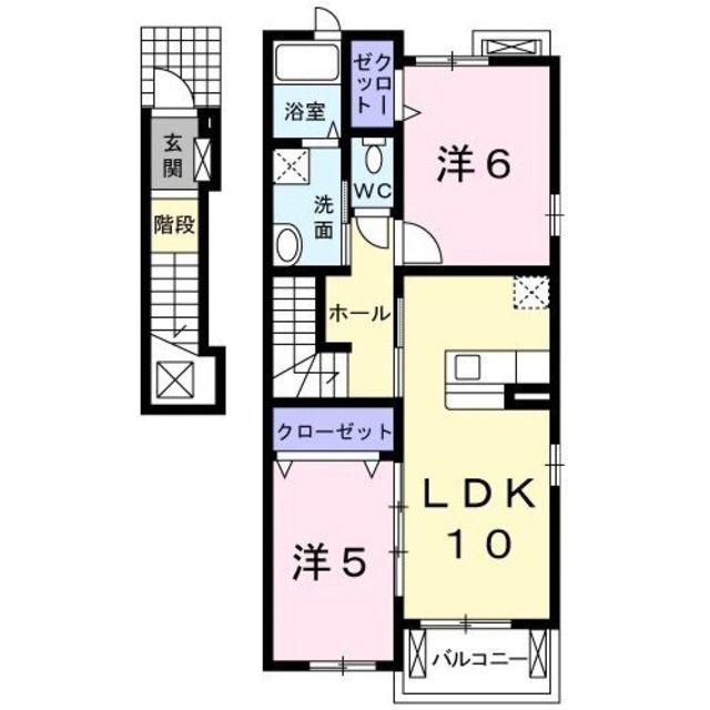 フラン・フィオーレB(2LDK/2階)の間取り写真