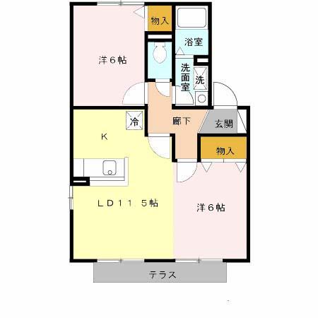 セジュール清和A棟(2LDK/2階)の間取り写真