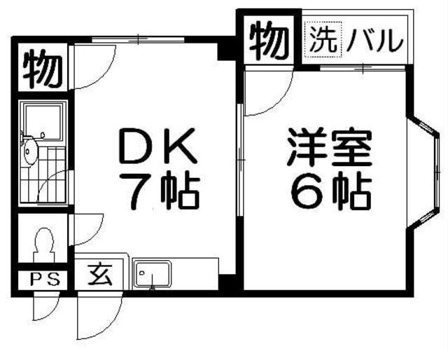 フリーディオ中木田(1DK/1階)の間取り写真