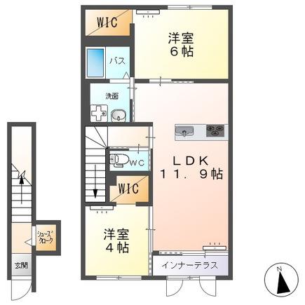 クレーネ B(2LDK/2階)の間取り写真