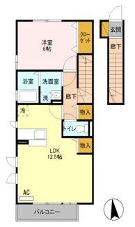 メゾンルミエール(1LDK/2階)の間取り写真