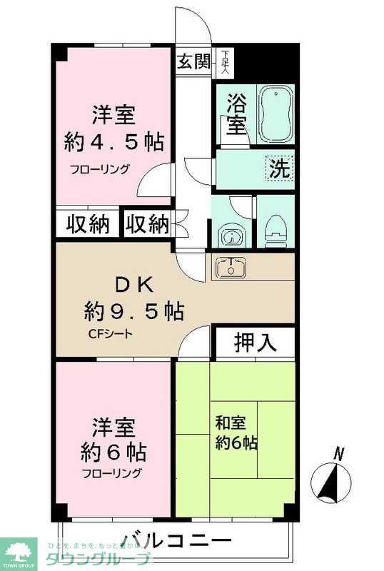 ラヴェール21(3DK/4階)の間取り写真